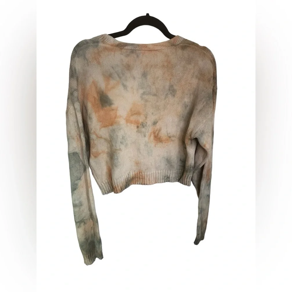 Honey Punch Rust & Grey Tie Dye Cropped Knit Sweater Size Medium - Picture 7 of 7